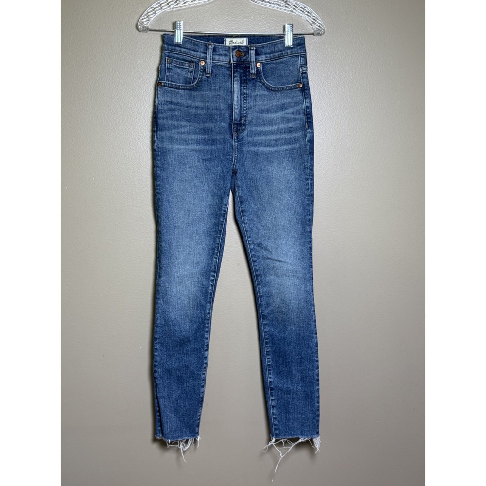Madewell 11 High Rise Skinny Jeans Blue Raw Hem Size 25